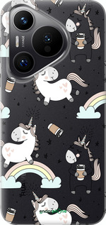 Силиконовый чехол Единорог и кофе для Huawei Pura 70 PRO - 4661u-3700 изображение 