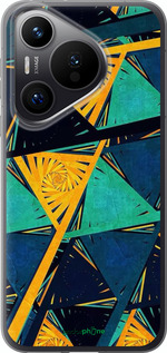 Силиконовый чехол Арт, абстракция, желтый, синий для Huawei Pura 70 PRO - 5382u-3700 изображение 