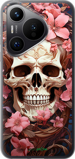 Силиконовый чехол Череп в розовых цветах для Huawei Pura 70 PRO - 5965u-3700 изображение 