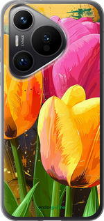 Силиконовый чехол Нарисованные тюльпаны для Huawei Pura 70 PRO - 5990u-3700 изображение 