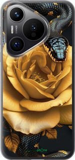 Силиконовый чехол Black snake and golden rose для Huawei Pura 70 PRO - 6068u-3700 изображение 