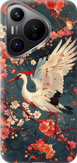 Силиконовый чехол Сакура и аист для Huawei Pura 70 PRO - 6108u-3700 изображение 