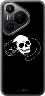 Силіконовий чехол Із зображенням кота та черепа для Huawei Pura 70 PRO - 6491u-3700 изображение 