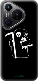 Силиконовый чехол Минималистичный арт: смерть и кошка для Huawei Pura 70 PRO - 6529u-3700 изображение 