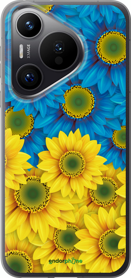 Силіконовий чехол Жовто-блакитні квіти  для Huawei Pura 70 PRO - 1048u-3700 изображение 