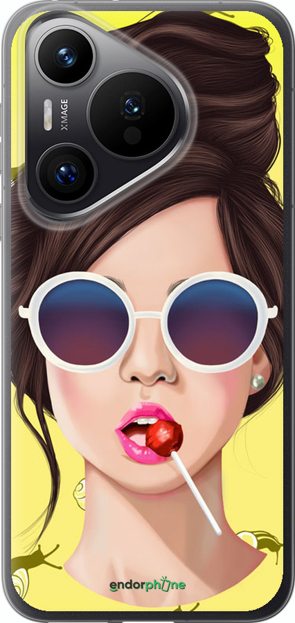 Силиконовый чехол Девушка с чупа-чупсом для Huawei Pura 70 PRO - 3979u-3700 изображение 