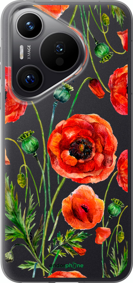 Силиконовый чехол Нарисованные маки для Huawei Pura 70 PRO - 4278u-3700 изображение 
