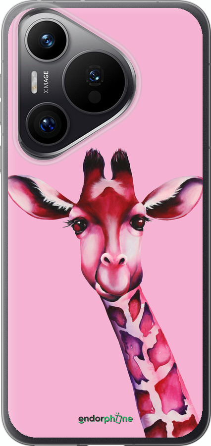 Силиконовый чехол Розовая жирафа для Huawei Pura 70 PRO - 4441u-3700 изображение 