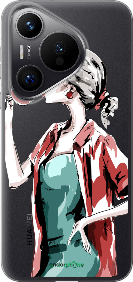 Силиконовый чехол Девушка с бокалом для Huawei Pura 70 PRO - 4662u-3700 изображение 