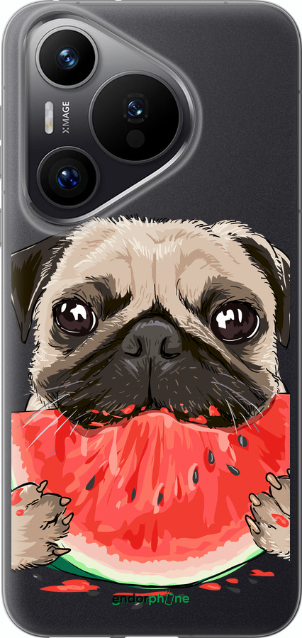 Силиконовый чехол Мопс и арбуз для Huawei Pura 70 PRO - 4665u-3700 изображение 