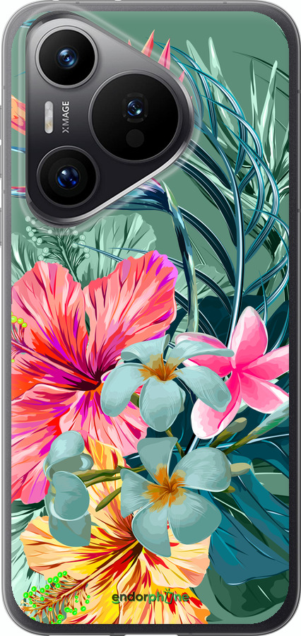 Силиконовый чехол Тропические цветы v1 для Huawei Pura 70 PRO - 4667u-3700 изображение 