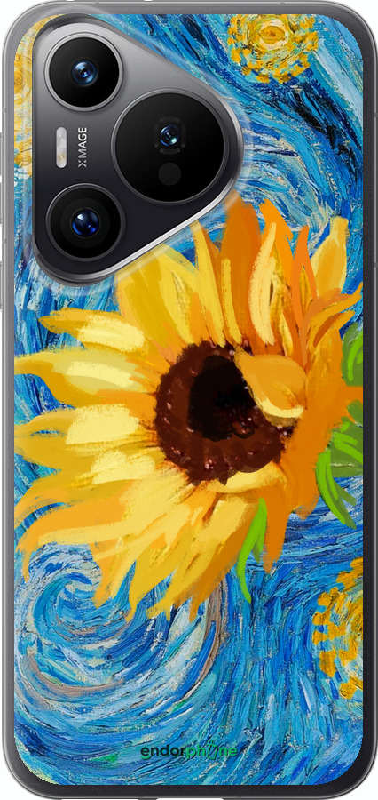 Силиконовый чехол Цветы желто-голубые для Huawei Pura 70 PRO - 5308u-3700 изображение 