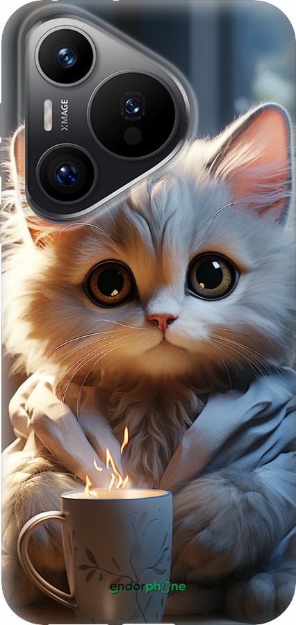 Силіконовий чехол Білий кіт для Huawei Pura 70 PRO - 5646u-3700 изображение 