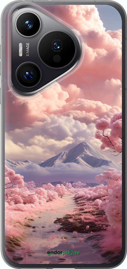 Силиконовый чехол Розовые облака для Huawei Pura 70 PRO - 5660u-3700 изображение 