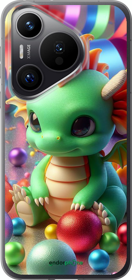 Силиконовый чехол Веселый дракончик для Huawei Pura 70 PRO - 5812u-3700 изображение 