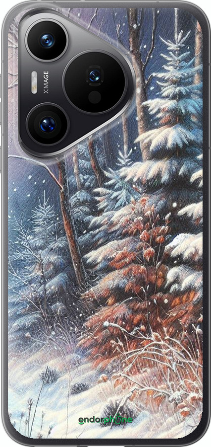 Силиконовый чехол Зимний пейзаж для Huawei Pura 70 PRO - 5814u-3700 изображение 