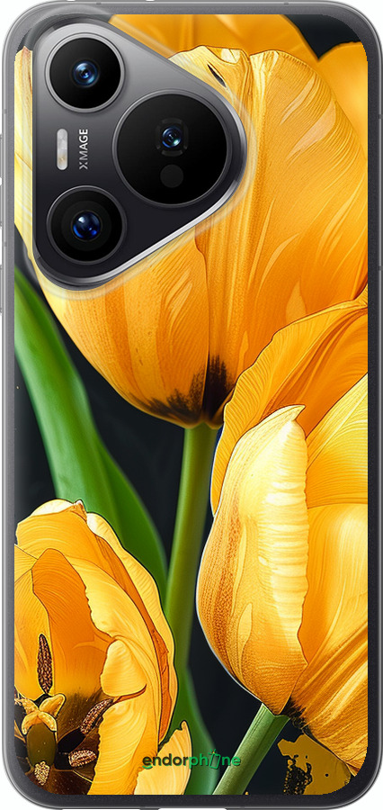 Силиконовый чехол Желтые тюльпаны для Huawei Pura 70 PRO - 5991u-3700 изображение 