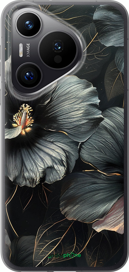Силиконовый чехол Черные цветы для Huawei Pura 70 PRO - 6031u-3700 изображение 