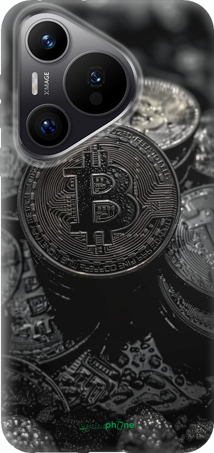 Силіконовий чехол Black Bitcoin для Huawei Pura 70 PRO - 6090u-3700 изображение 