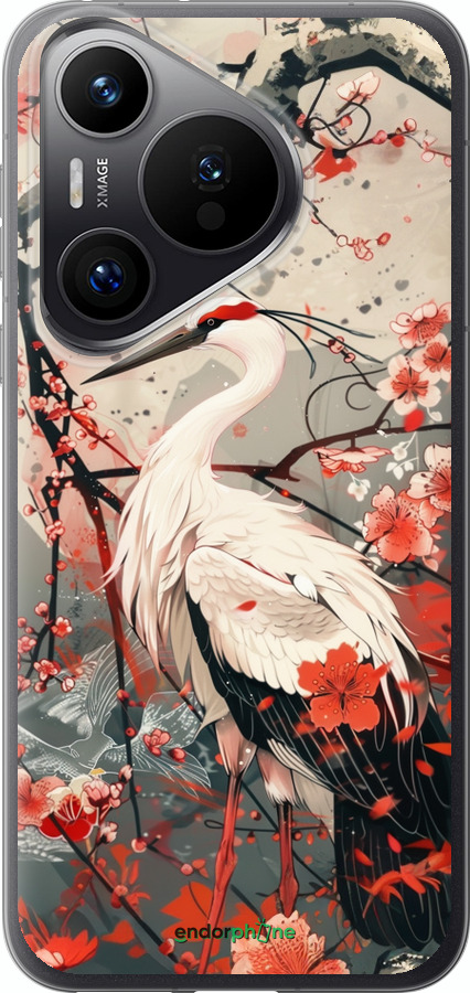 Силиконовый чехол Аист в цвету сакуры для Huawei Pura 70 PRO - 6109u-3700 изображение 