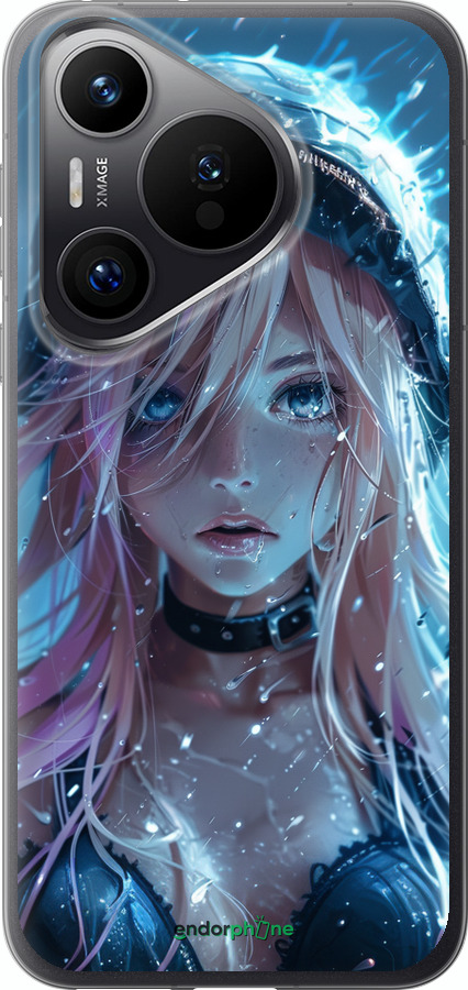 Силиконовый чехол Аниме-дива под дождем для Huawei Pura 70 PRO - 6120u-3700 изображение 