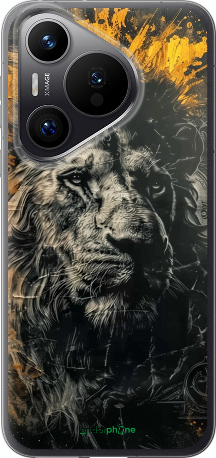 Силіконовий чехол Лев у золотих фарбах для Huawei Pura 70 PRO - 6155u-3700 изображение 