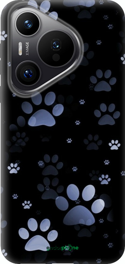 Силиконовый чехол С синими отпечатками лап для Huawei Pura 70 PRO - 6441u-3700 изображение 