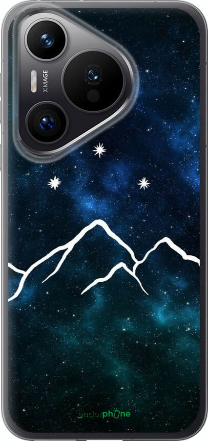 Силиконовый чехол Горы и звезды нарисованы на фоне галактики для Huawei Pura 70 PRO - 6490u-3700 изображение 