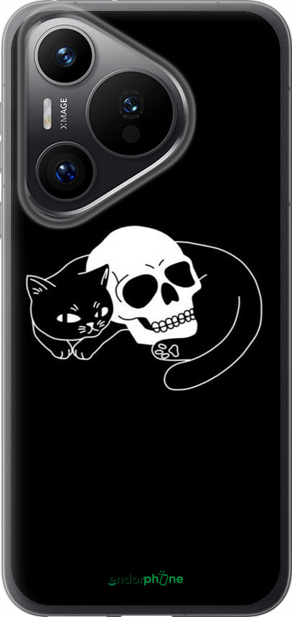 Силіконовий чехол Із зображенням кота та черепа для Huawei Pura 70 PRO - 6491u-3700 изображение 