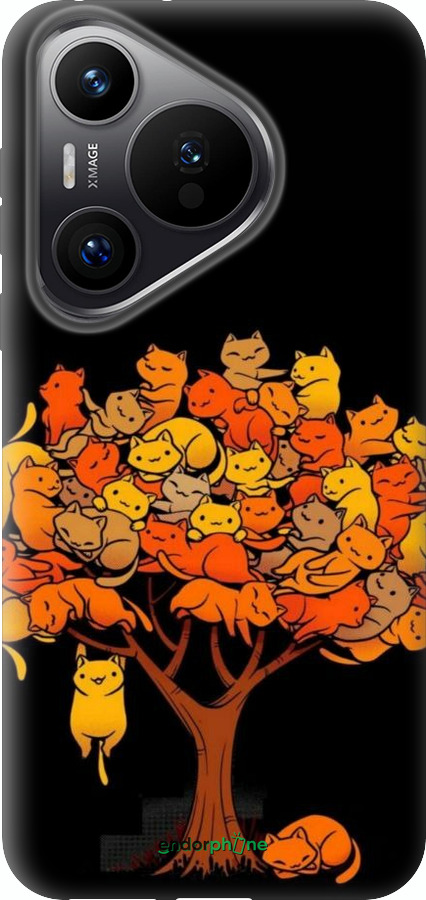Силиконовый чехол Дерево и котики для Huawei Pura 70 PRO - 6516u-3700 изображение 
