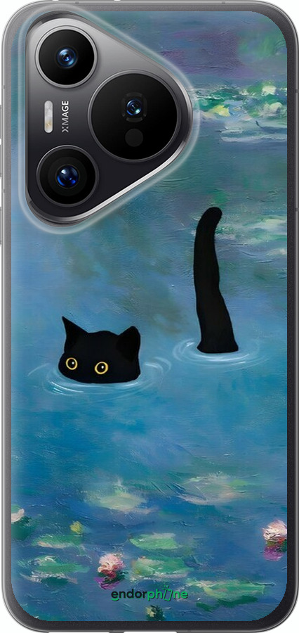 Силиконовый чехол С изображением кота и водяной лилии Monet для Huawei Pura 70 PRO - 6519u-3700 изображение 