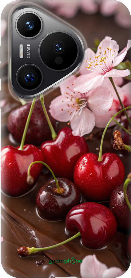 Силиконовый чехол Вишня в шоколаде для Huawei Pura 70 PRO - 6698u-3700 изображение 