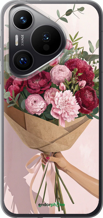 Силиконовый чехол Пионы 1 для Huawei Pura 70 PRO - 6705u-3700 изображение 