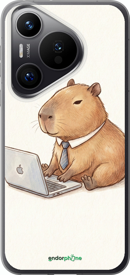 Силиконовый чехол Funny Capybara CEO Working для Huawei Pura 70 PRO - 6777u-3700 изображение 