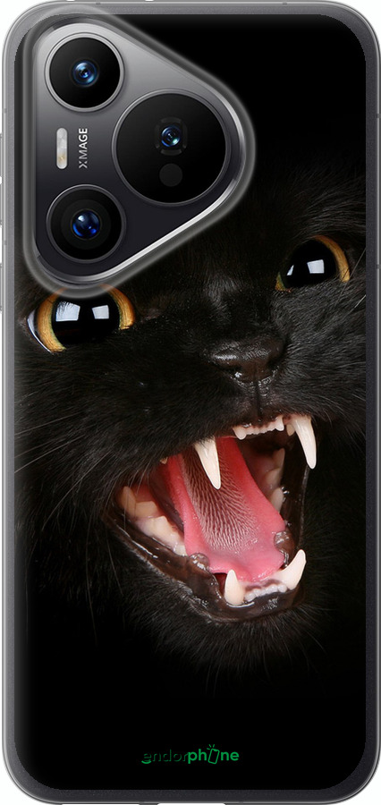 Силиконовый чехол Чёрная кошка для Huawei Pura 70 PRO - 932u-3700 изображение 