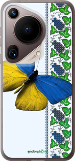 Силиконовый чехол Желто-голубая бабочка для Huawei Pura 70 Ultra - 1054u-3704 изображение 