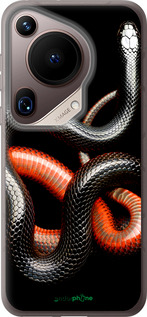 Силиконовый чехол Красно-черная змея на черном фоне для Huawei Pura 70 Ultra - 4063u-3704 изображение 