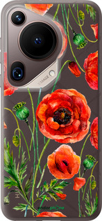 Силиконовый чехол Нарисованные маки для Huawei Pura 70 Ultra - 4278u-3704 изображение 