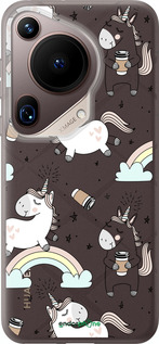 Силиконовый чехол Единорог и кофе для Huawei Pura 70 Ultra - 4661u-3704 изображение 