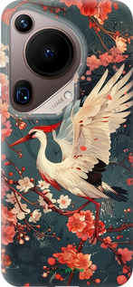 Силиконовый чехол Сакура и аист для Huawei Pura 70 Ultra - 6108u-3704 изображение 