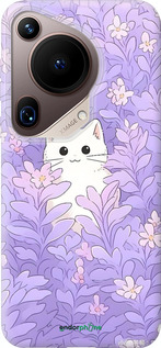 Силіконовий чехол Котик в цветах для Huawei Pura 70 Ultra - 6390u-3704 изображение 