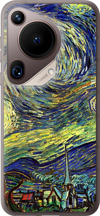Силиконовый чехол Винсент Ван Гог. Звёздная ночь для Huawei Pura 70 Ultra - 163u-3704 изображение 