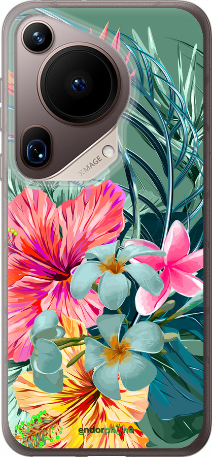 Силиконовый чехол Тропические цветы v1 для Huawei Pura 70 Ultra - 4667u-3704 изображение 