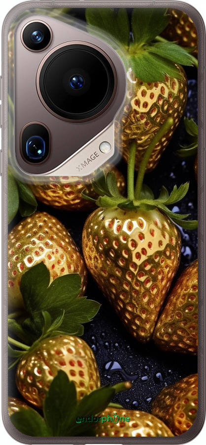 Силиконовый чехол Золотая клубника для Huawei Pura 70 Ultra - 5637u-3704 изображение 