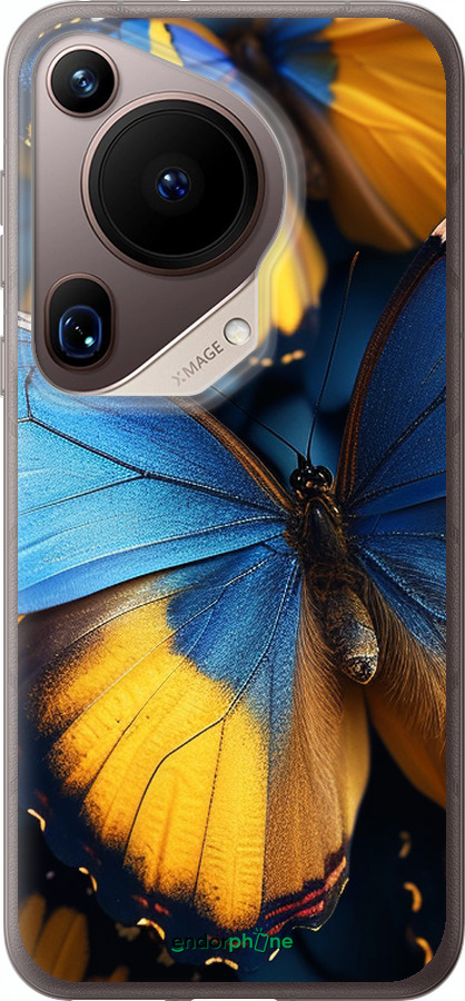 Силіконовий чехол Жовто-блакитні метелики для Huawei Pura 70 Ultra - 6046u-3704 изображение 