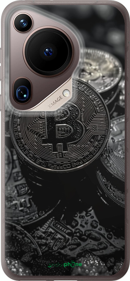 Силиконовый чехол Black Bitcoin для Huawei Pura 70 Ultra - 6090u-3704 изображение 