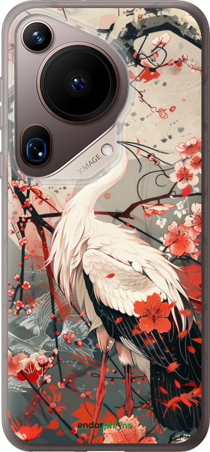 Силиконовый чехол Аист в цвету сакуры для Huawei Pura 70 Ultra - 6109u-3704 изображение 