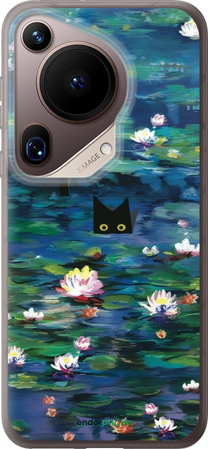 Силиконовый чехол Чехол с изображением водяных лилий Моне и кошек для Huawei Pura 70 Ultra - 6399u-3704 изображение 