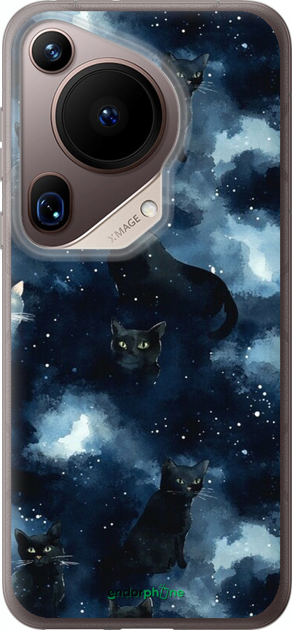 Силиконовый чехол Изображение Кошек с тёмной акварелью для Huawei Pura 70 Ultra - 6521u-3704 изображение 