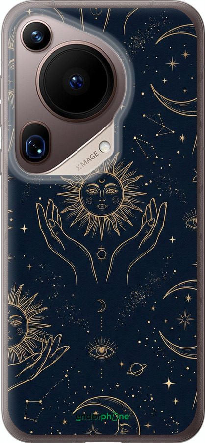 Силіконовий чехол Celestial Harmony: Sun & Moon Gold Mystic Pattern для Huawei Pura 70 Ultra - 6778u-3704 изображение 